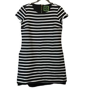 C. Wonder Navy Blue&White Cotton/Silk Striped Preppy Mini Dress Peep Slip SZ XS